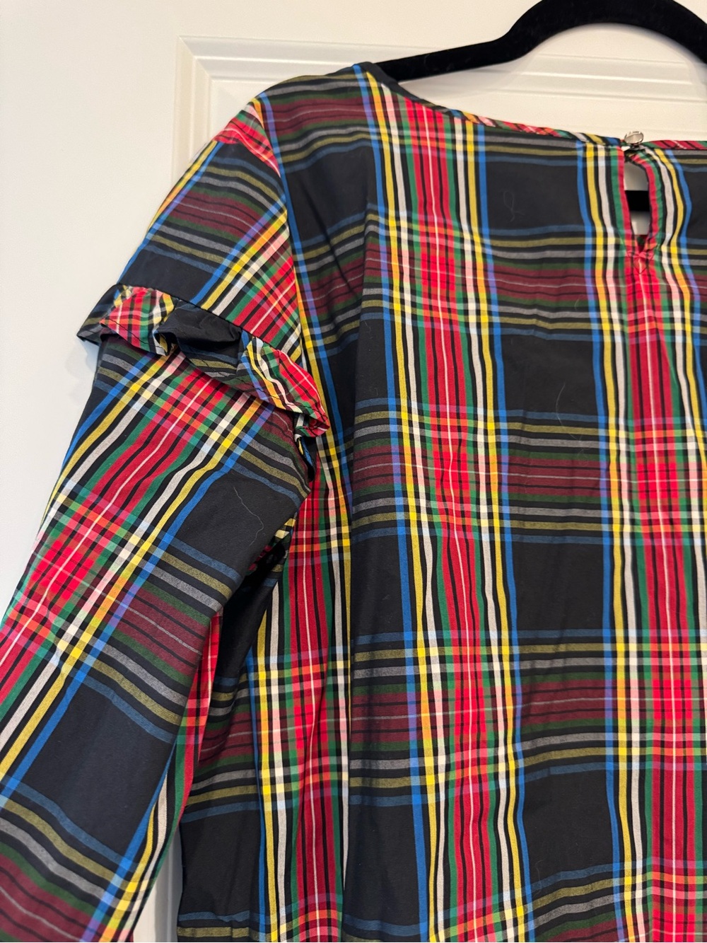 Talbots Navy Top with Multicolor Plaid Trim - XL - Picture 10 of 11